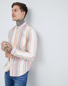 Оксфордская рубашка в разноцветную полоску Pull&Bear - Белый