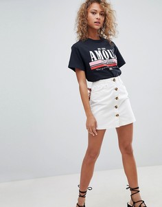 Мини-юбка на пуговицах Miss Selfridge - Белый