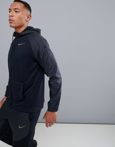 Худи черного цвета на молнии в стиле милитари Nike Training AH6244-010 - Черный