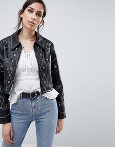 Куртка на молнии с заклепками ASOS DESIGN - Черный