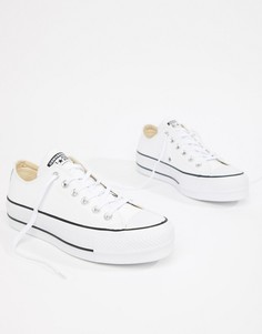 Белые низкие кожаные кеды на платформе Converse Chuck Taylor All Star - Белый