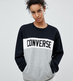 Свитшот колор блок с логотипом на груди Converse - Черный