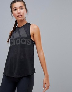 Черная спортивная майка с логотипом adidas - Черный