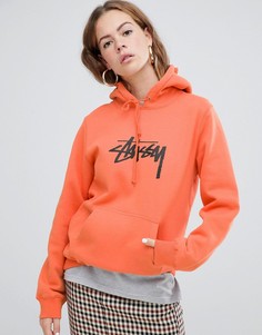 Худи свободного кроя с логотипом спереди Stussy - Оранжевый