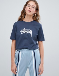 Свободная футболка с логотипом Stussy - Синий