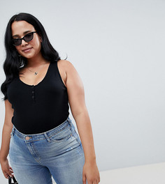 Черная майка на пуговицах ASOS DESIGN Curve - Черный