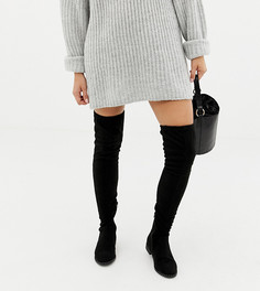 Ботфорты с заклепками на плоской подошве ASOS DESIGN Wide Fit Tall - Черный