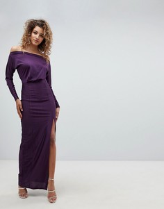 Платье макси с длинными рукавами и разрезом AX Paris - Фиолетовый
