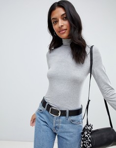 Серый лонгслив с высоким воротом ASOS DESIGN - Серый