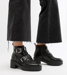 Ботинки для широкой стопы на толстой подошве со шнуровкой и пряжками ASOS DESIGN Rouge - Черный