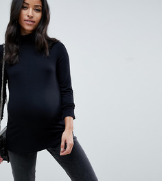 Черный лонгслив с высоким воротником ASOS DESIGN Maternity - Черный