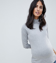 Серый лонгслив с высоким воротом ASOS DESIGN Maternity - Серый