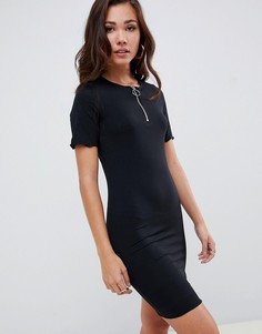 Платье-футболка с молнией ASOS DESIGN - Черный