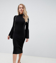Облегающее платье платье миди с расклешенными рукавами ASOS DESIGN Petite - Черный