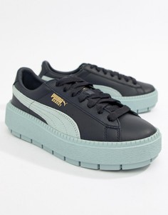 Синие кроссовки на платформе Puma - Синий