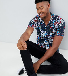 Темно-синяя рубашка классического кроя с цветочным принтом ASOS DESIGN Tall - Темно-синий