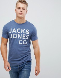 Футболка с принтом Jack and Jones - Синий