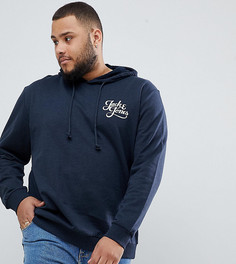 Худи большого размера с логотипом на груди Jack & Jones Originals - Темно-синий