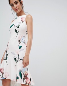 Короткое приталенное платье с цветочным принтом Coast Campbell - Белый