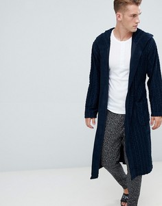 Махровый халат с логотипом BOSS bodywear - Темно-синий