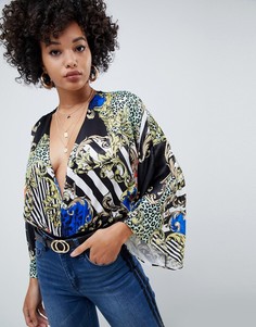 Боди с рукавами летучая мышь и принтом в стиле барокко ASOS DESIGN - Коричневый