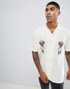 Oversize-рубашка с вышивкой ASOS DESIGN - Бежевый