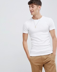 Обтягивающая футболка в рубчик из органического хлопка Esprit - Белый