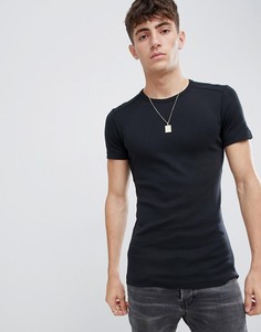 Обтягивающая футболка в рубчик из органического хлопка Esprit - Черный