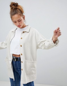 Удлиненная джинсовая куртка Pull&bear - Кремовый