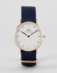 Часы с парусиновым ремешком Daniel Wellington Bayswater - 36 мм - Темно-синий