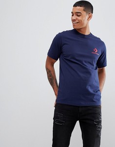 Темно-синяя футболка с маленьким логотипом Converse - Темно-синий