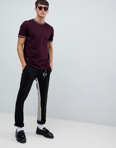 Бордовая футболка с двойным кантом Fred Perry - Красный