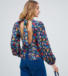 Блузка с высоким воротом и цветочным принтом Reclaimed Vintage Inspired - Мульти