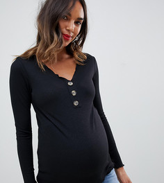 Топ в рубчик с V-образным вырезом ASOS DESIGN Maternity - Черный