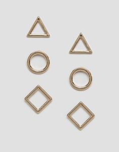 Набор из 3 пар серег-гвоздиков Nylon - Золотой