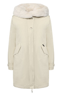 Хлопковая парка с капюшоном из меха кролика Woolrich