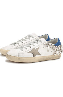 Кожаные кеды SuperStar с аппликацией и кристаллами Golden Goose Deluxe Brand