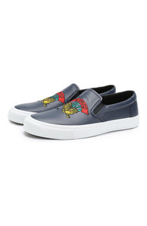 Кожаные слипоны с вышивкой Kenzo
