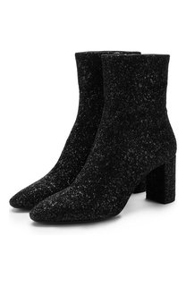 Ботильоны Lou с глиттером на устойчивом каблуке Saint Laurent