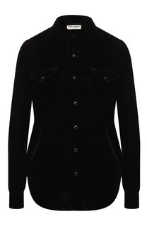 Бархатная блуза с накладными карманами Saint Laurent