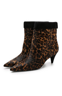 Ботильоны Charlotte с меховой отделкой на каблуке kitten heel Saint Laurent