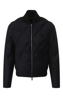Шерстяной стеганый бомбер на молнии Emporio Armani