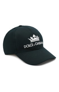 Хлопковая бейсболка с логотипом бренда Dolce & Gabbana