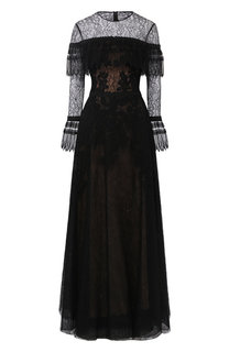 Кружевное платье-макси с оборками Zuhair Murad