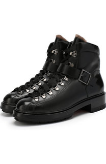 Кожаные ботинки с внутренней отделкой из овчины Santoni