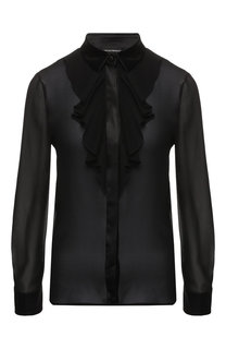 Полупрозрачная шелковая блуза с оборкой Emporio Armani