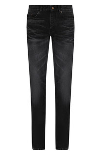 Джинсы прямого кроя с потертостями Saint Laurent