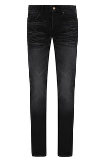 Джинсы прямого кроя с потертостями Saint Laurent