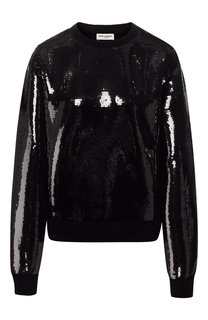 Хлопковый пуловер с декоративной отделкой Saint Laurent