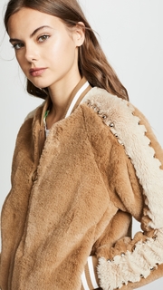 MOTHER The Letterman Faux Fur Jacket